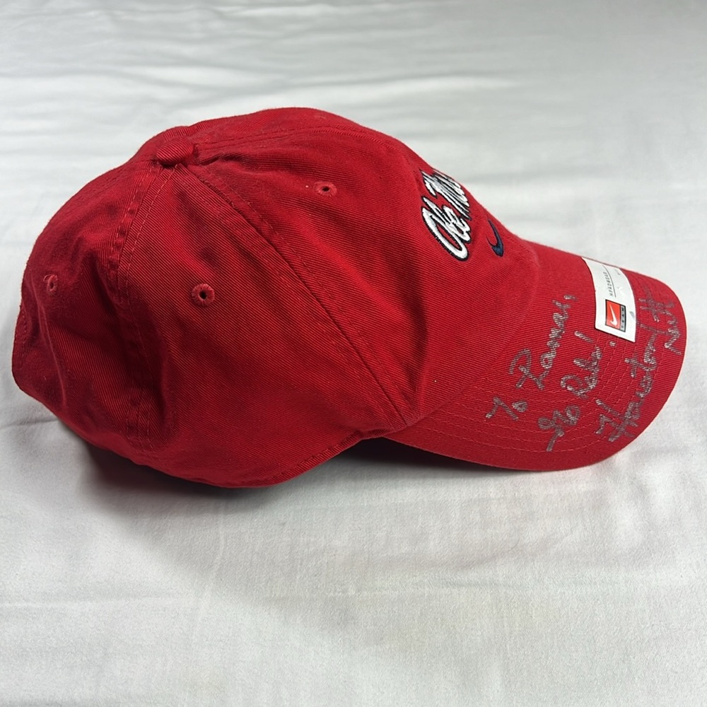 Vintage Red Nike Signed by Houston Nutt Ole Miss Rebels Hat - Picture 6 of 12